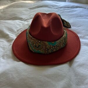 Elegant Rust Fedora with Paisley Band